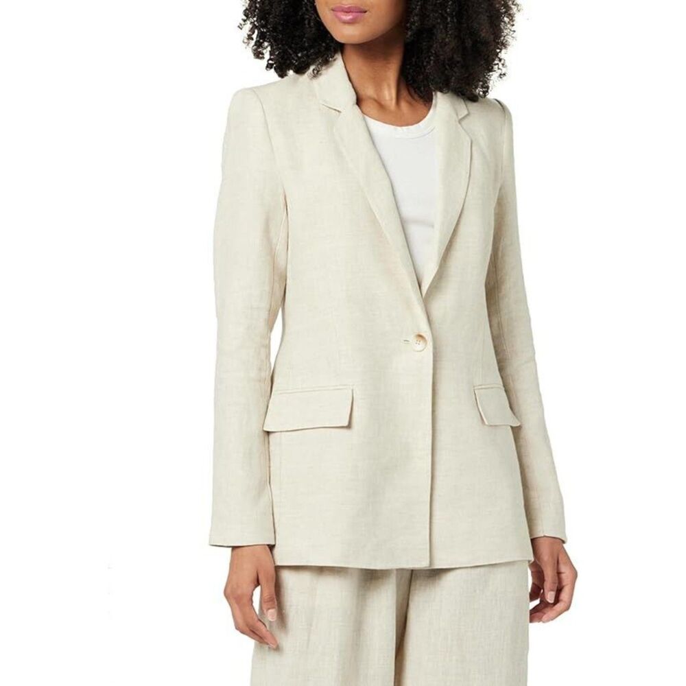 The Drop Women's Blake Long Blazer, Natural Linen, S‎